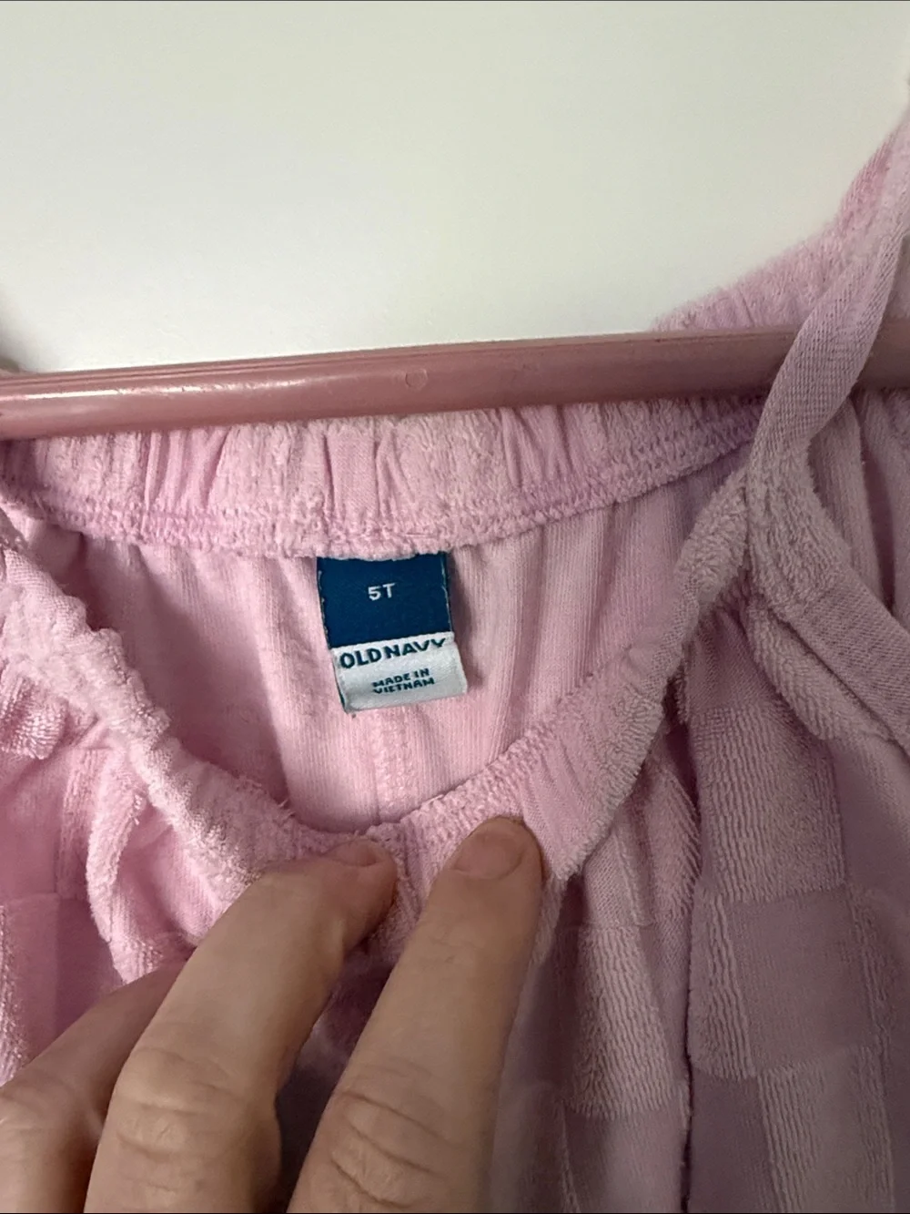 Old Navy Pink Textured Girls' Romper with Tie Straps